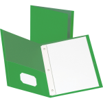 Business Source Leatherette Storage Pockets Fastener Folders, Letter Size, 8 1/2in x 11in, Green, Box Of 25 Folders