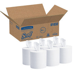 Scott Roll Control 1-Ply Center-Pull Paper Towels, 60% Recycled, 700 Sheets Per Roll, Pack Of 6 Rolls