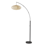 Adesso Corrine Arc Floor Lamp, 80inH, Off-White Shade/Black Base