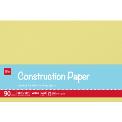 Office Depot Brand Construction Paper, 9in x 12in, 100% Recycled, Yellow, Pack Of 50 Sheets