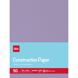 Office Depot Brand Construction Paper, 12in x 18in, 100% Recycled, Yellow, Pack Of 50 Sheets