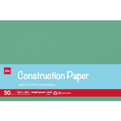 Office Depot Brand Construction Paper, 12in x 18in, 100% Recycled, Bright Green, Pack Of 50 Sheets