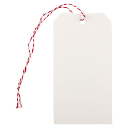 JAM Paper Medium Gift Tags, 4-3/4in x 2-3/8in, White/Green, Pack Of 10 Tags