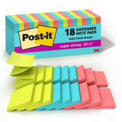 Post-it Super Sticky Pop Up Notes, 3 in x 3 in, 18 Pads, 90 Sheets/Pad, 2x the Sticking Power, Supernova Neons Collection