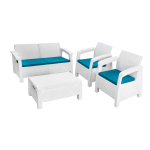 Inval MQ FERRARA 4-Piece Stay Furniture Set With Loveseat, White/Teal