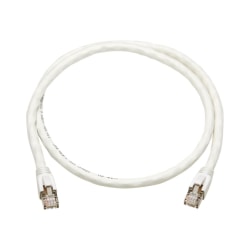 Tripp Lite Cat8 Patch Cable 25G/40G Certified Snagless M/M PoE White 3ft - First End: 1 x RJ-45 Male Network - Second End: 1 x RJ-45 Male Network - 40 Gbit/s - Patch Cable - Shielding - Gold Plated Contact - 22 AWG - White