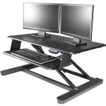 Kantek Electric Sit to Stand Workstation - Up to 24in Screen Support - 60 lb Load Capacity - 23.4in Height x 35in Width x 26in Depth - Desktop - Black