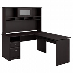 Bush Business Furniture Cabot L 60inW Shaped Corner Desk With Drawers, Espresso Oak, Standard Delivery