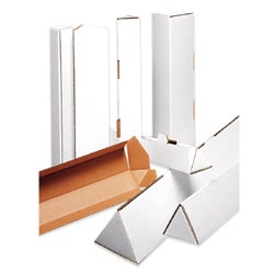 Partners Brand Triangular White Tube Mailers, 3in x 36 1/4in, Pack Of 50