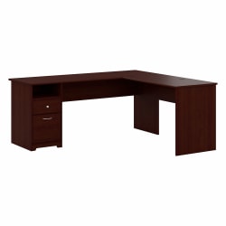 Bush Furniture Cabot 3 Position L Shaped Sit to Stand Desk with Hutch, 60inW, Espresso Oak, Standard Delivery