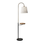 Adesso Jeffrey Shelf Floor Lamp with USB Port, 65inH, White Shade/Black/Brass Base