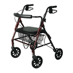 Medline Guardian Standard Bariatric Heavy-Duty Rollator, 8in Wheels, Burgundy