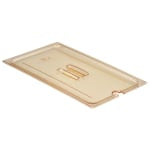 Cambro H-Pan High-Heat GN 1/1 Notched Covers With Handles, 7/8inH x 12-3/4inW x 20-13/16inD, Amber, Pack Of 6 Covers