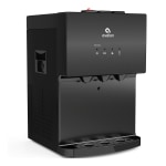 Avalon Self-Cleaning Hot/Cold Top-Loading Countertop Water Cooler, 19inH x 12inW x 14-3/4inD, Black Stainless Steel