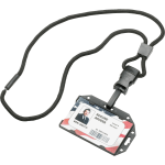 SKILCRAFT RFID Card Holder Lanyard - Horizontal, Vertical - 3.8in x 2.5in x 36in x - Plastic - 1 Dozen - Clear, Black - TAA Compliant