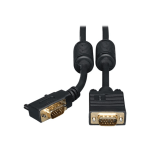 Eaton Tripp Lite Series VGA High-Resolution RGB Coaxial Cable (HD15 M/M), Right-Angle Connector, 3 ft. (0.91 m) - VGA cable - HD-15 (VGA) (M) to HD-15 (VGA) (M) - 3 ft - 90 deg. connector, molded, thumbscrews - black