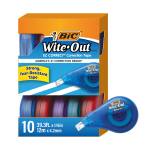 BIC Wite-Out Brand EZ Correct Correction Tape, 3/16in x 471-3/16in, White, Pack Of 10 Cartridges