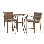 COSCO Bridgeport 3-Piece Outdoor High-Top Bistro Patio Furniture Set, Brown/Tan