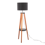 LumiSource Compass Floor Lamp With Shelf, 58-1/2inH, Black/Walnut