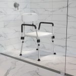 Flash Furniture Hercules Adjustable Bath And Shower Chair With Quick-Release Back And Arms, 34-3/4inH x 20-3/4inW x 19-3/4inD, White