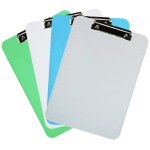 JAM Paper Letter-Size Clipboards With Low-Profile Metal Clips, 12-1/2in x 9in, Silver/Blue/Green, Pack Of 4 Clipboards