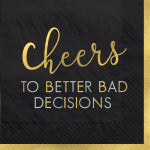 Amscan New Years Eve Bad Decisions Beverage Napkins, 5in x 5in, Black, Pack Of 48 Napkins