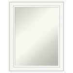 Amanti Art Non-Beveled Rectangle Framed Bathroom Wall Mirror, 29in x 23in, Craftsman White