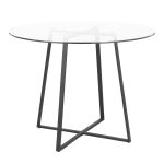 LumiSource Cosmo Glass Dining Table, 30-1/4inH x 39-1/2inW x 39-1/2inD, Clear/Black