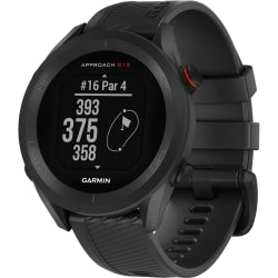 Garmin Approach S12 GPS Watch - 43.7 mm - 43.7 mm - Odometer - Clock Display, Timer - 122.07 MB - 0.9in - Bluetooth - GPS - 30 Hour - Black - Silicone Band Material - Golf, Tracking, Smartphone - Water Resistant - 164.04 ft Water Resistant