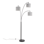 LumiSource Willow Linen Floor Lamp, 89inH, Gray Shade/Black Base