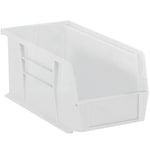 Partners Brand Plastic Stack & Hang Bin Boxes, Medium Size, 14 3/4in x 8 1/4in x 7in, Clear, Pack Of 12