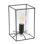 Lalia Home Metal Framed Table Lamp, 9inH, Clear Shade/Black Base