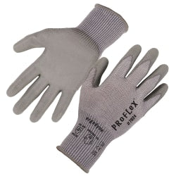 Ergodyne Proflex 7024-12PR PU-Coated Cut-Resistant Gloves, Small, Gray, Pack Of 12 Pairs