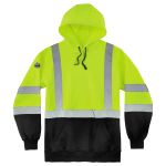 Ergodyne GloWear 8373 Class 3 Hi-Vis Pullover Hoodie, 3X, Black/Lime