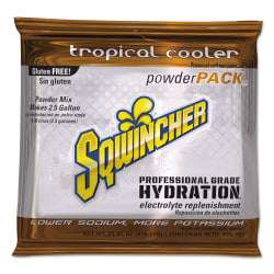 Sqwincher Powder Packs, Tropical Cooler, 23.83 Oz, Case Of 32