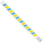 Tyvek Wristbands, Stripes, 3/4in x 10in, Blue/Yellow, Case Of 500