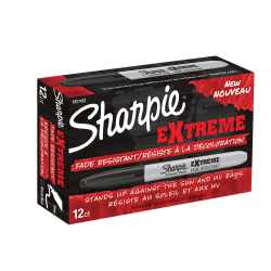 Sharpie Extreme Permanent Markers, Fine Point, Black, Pack Of 12