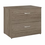 Bush Business Furniture Hybrid 35-11/16inW x 23-3/8inD Lateral 2-Drawer File Cabinet, Modern Hickory, Standard Delivery