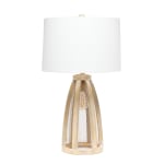 Lalia Home Wooded Arch Farmhouse Table Lamp, 29-1/2inH, White Shade/Natural Base