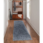 Linon Flokati Area Rug, 29in x 103in, Morrigan 1400G Denim Blue