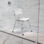 Flash Furniture Hercules Adjustable Bath And Shower Chair With Back, 33-1/4inH x 19inW x 20inD, White