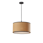 Adesso Harvest Drum Lamp, 20inW, Natural Shade/Black Base