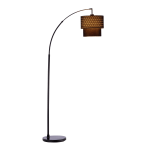 Adesso Gala Arc Floor Lamp, 71inH, Black Shade/Black Base