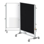 Ghent Nexus Jr. Partition Double-Sided Mobile Magnetic Whiteboard/Bulletin Board, 46 1/4in x 34 1/4in, Black Fabric/Silver Aluminum Frame