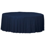 Amscan 77017 Solid Round Plastic Table Covers, 84in, True Navy, Pack Of 6 Covers