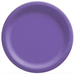 Amscan Round Paper Plates, New Purple, 10in, 50 Plates Per Pack, Case Of 2 Packs