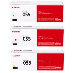 Canon 055 Cyan, Magenta, Yellow Toner Cartridges Combo, Pack Of 3, 3015C001,3014C001,3013C001