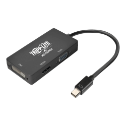 Tripp Lite Mini DisplayPort 1.2 to VGA/DVI/HDMI Adapter Converter 4K Black mDP to VGA / DVI / HDMI 6in