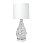 Elegant Designs Elipse Crystal Pinned Table Lamp, 22inH, White Shade/Chrome Base