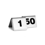 Tablecraft Numbered Stainless-Steel Table Tents, Silver, Set Of 50 Tents